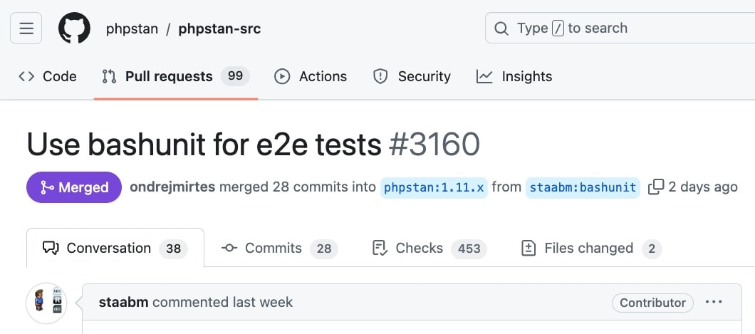 bashunit integrated into PHPStan